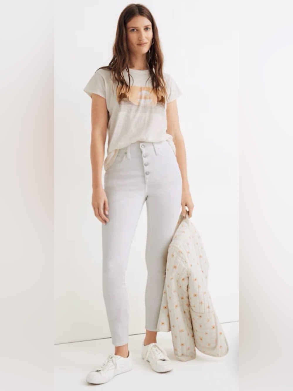 Madewell High Rise Skinny cropped White Jeans